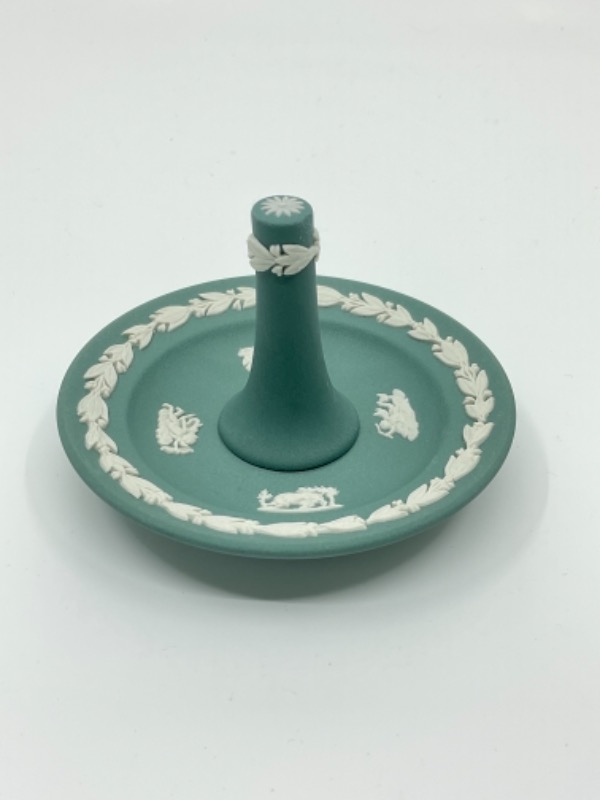 웨지우드 티어 그린 제스퍼웨어 링 홀더-매우 귀한- Wedgwood Teal Green Jasperware Ring Holder circa 1984 - RARE