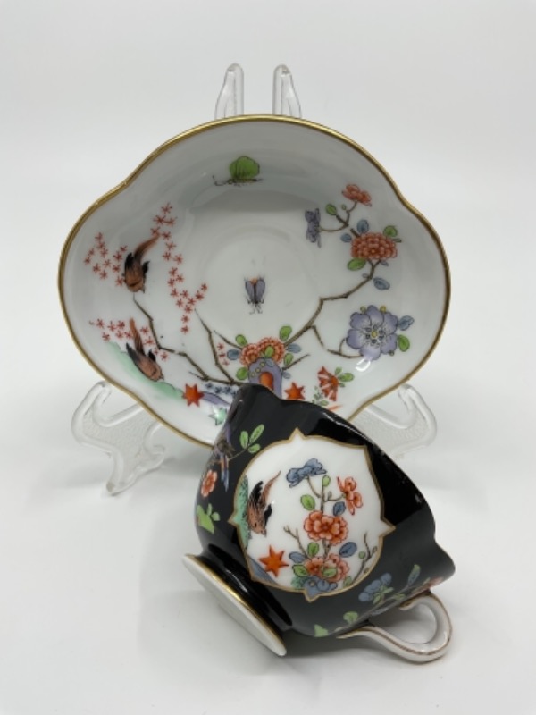 TK Thun 핸드페인트 데미타스 (에쏘잔) 컵 &amp; 소서-귀한- TK Thun Hand Painted Demitasse Cup &amp; Saucer circa 1860 - RARE !!!