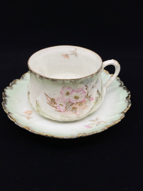 바바리언 도자기 컵 &amp; 소서 Bavarian China Cup &amp; Saucer circa 1880