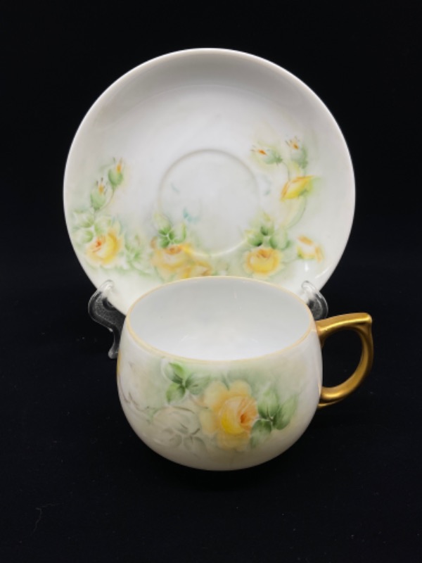 빅토리언 핸드페인트 컵 &amp; 소서 Victorian Hand Painted Cup &amp; Saucer circa 1890