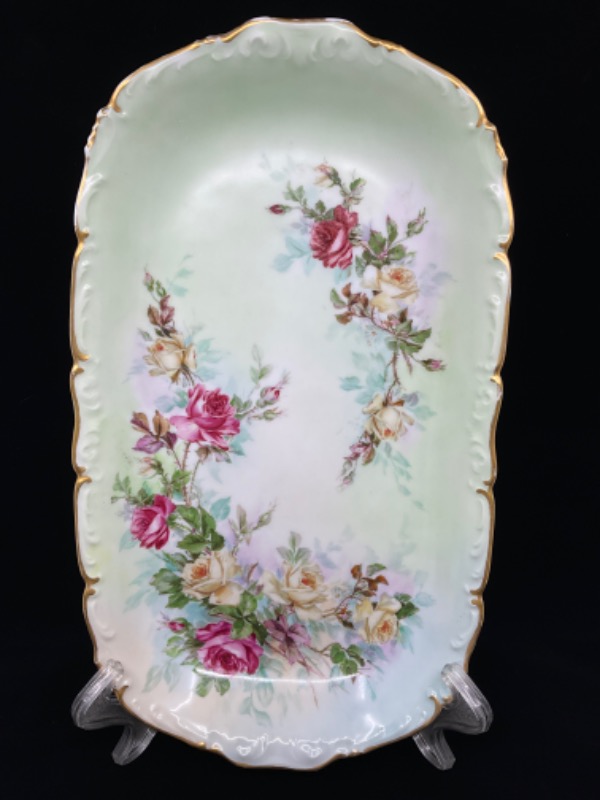 Tressemanes &amp; Vogt 리모지 핸드페인트 깊은 플레터 Tressemanes &amp; Vogt Limoges Hand Painted Deep Platter circa 1890