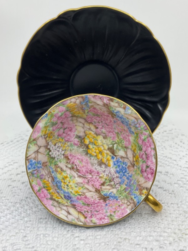 쉘리 올렌더 쉐입  컵 &amp; 소서 Shelley Oleander Shape Cup &amp; Saucer circa 1960