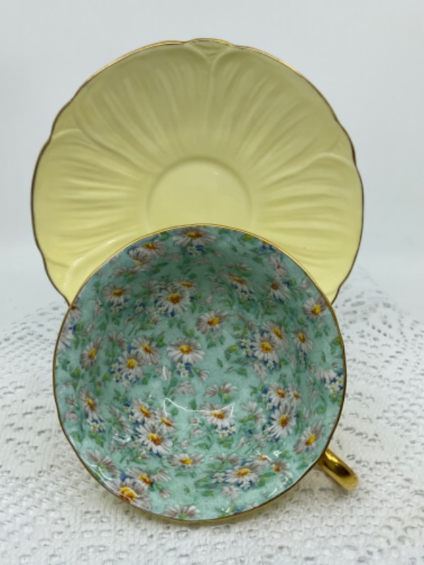 쉘리 올렌더 쉐입 컵 &amp; 소서 Shelley Oleander Shape Cup &amp; Saucer circa 1960