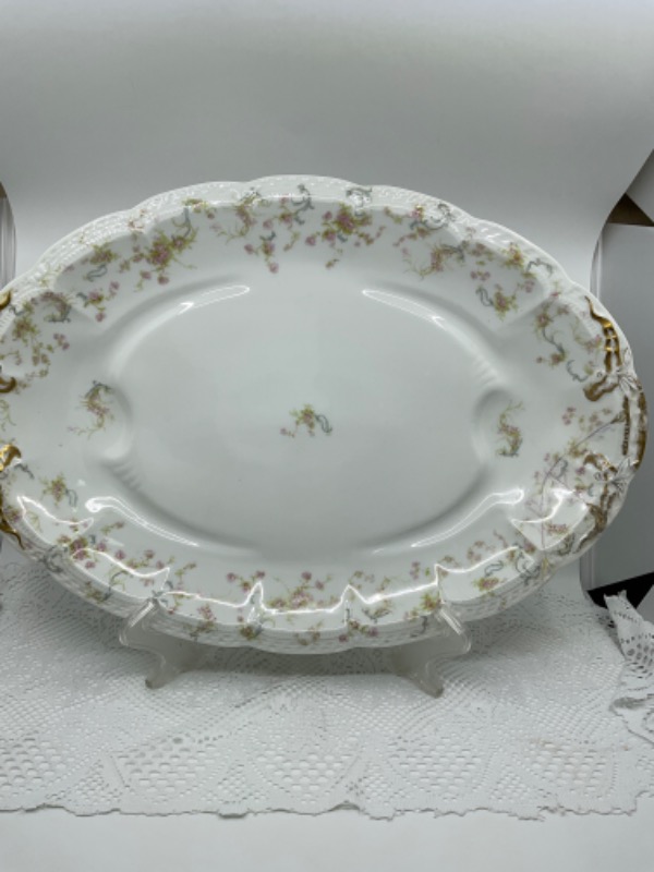 하빌랜드 리모지 대형 싸이즈 플레터-리페어-있는 그대로-  Haviland Limoges Turkey Platter circa 1900 - AS IS