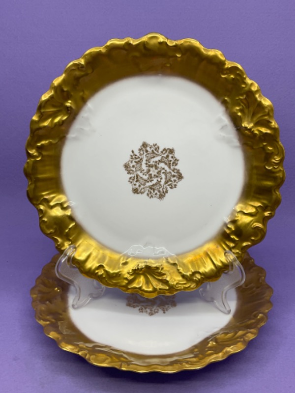 B &amp; H 리모지 골드 길드 플레이트 B &amp; H Limoges Gold Gilded Plate circa 1900