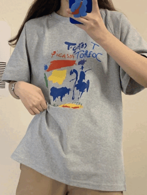 [기획특가✨] 에스 나염 티셔츠 봄 여름 반팔 래터링 프린팅 루즈핏 오버핏 래글런 기본 베이직 배색 휴가룩 여행룩 이지룩