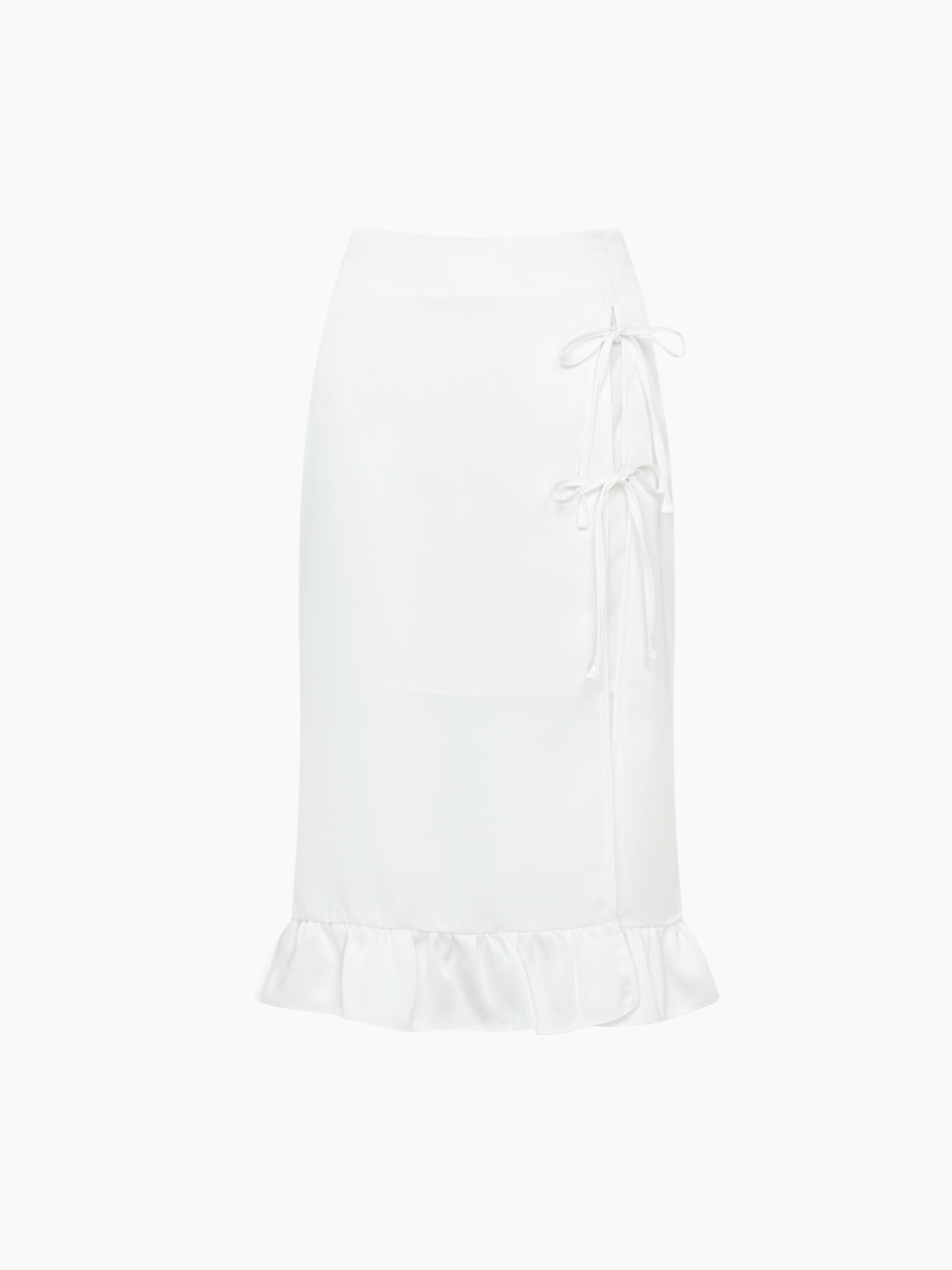 satin layered ribbon skirt - white