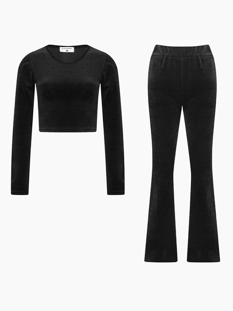 velvet top &amp; track pants set up - black