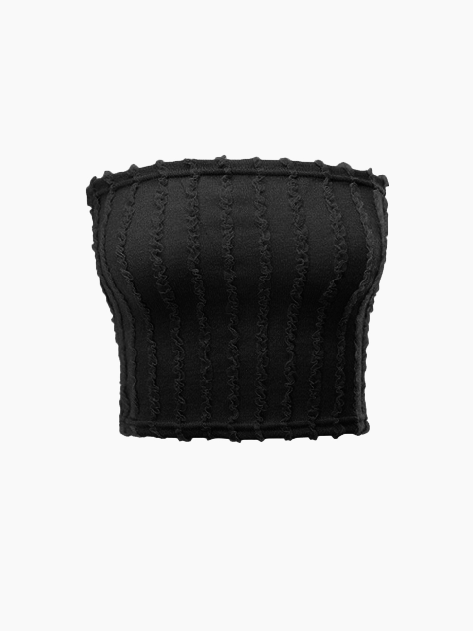 lace frill tube top - black