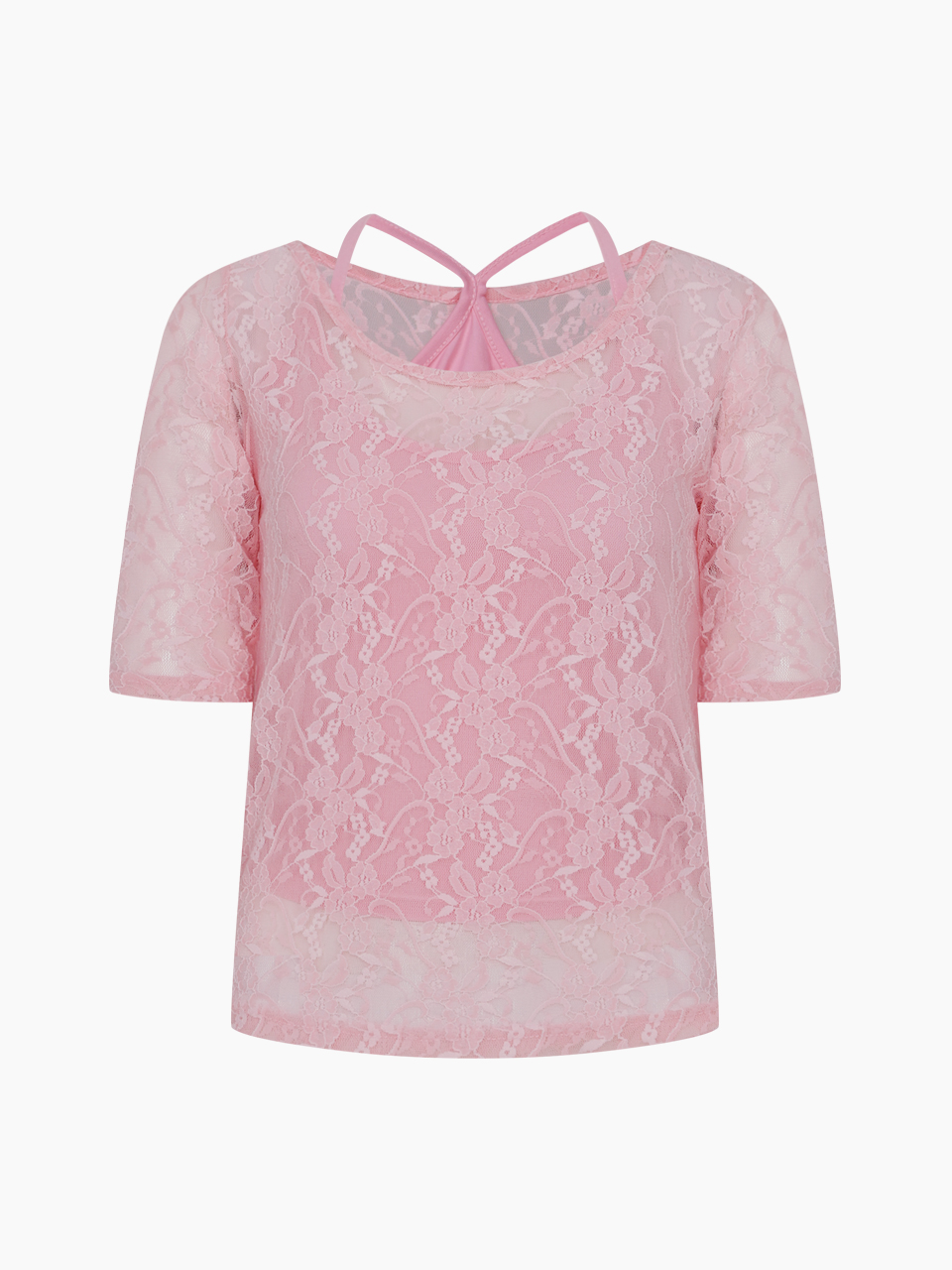 layered lace top - baby pink
