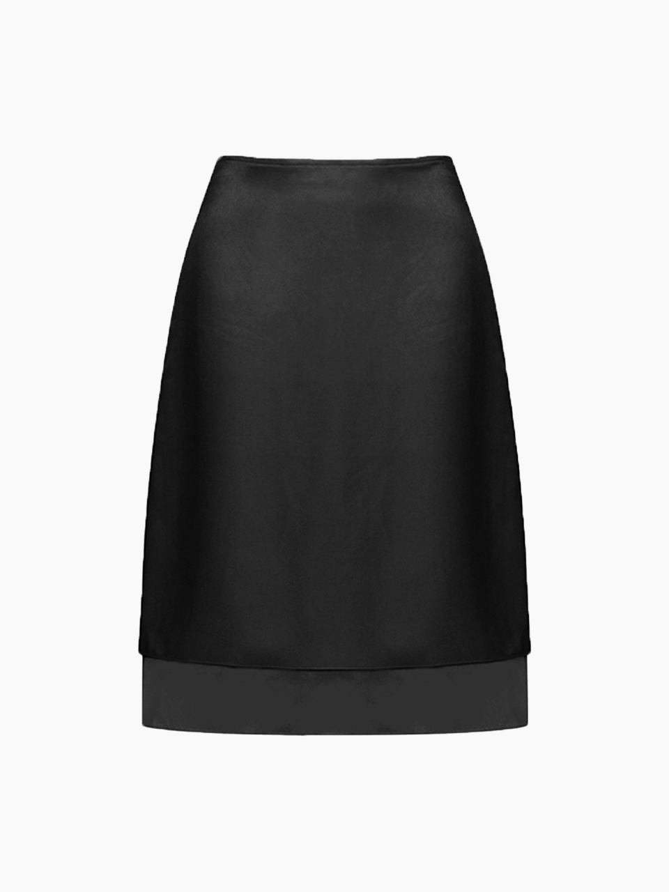 satin layered midi skirt - black