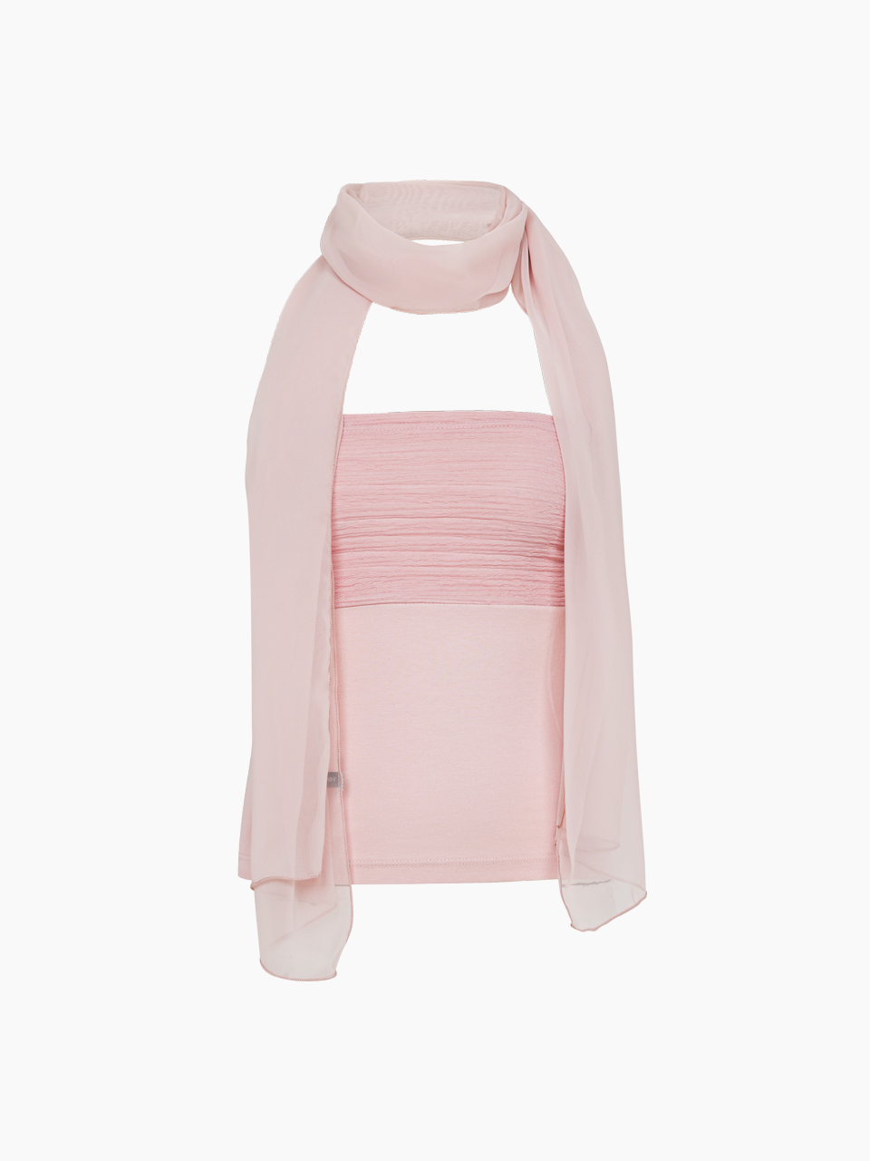 [SET] scarf &amp; shirring top - indi pink