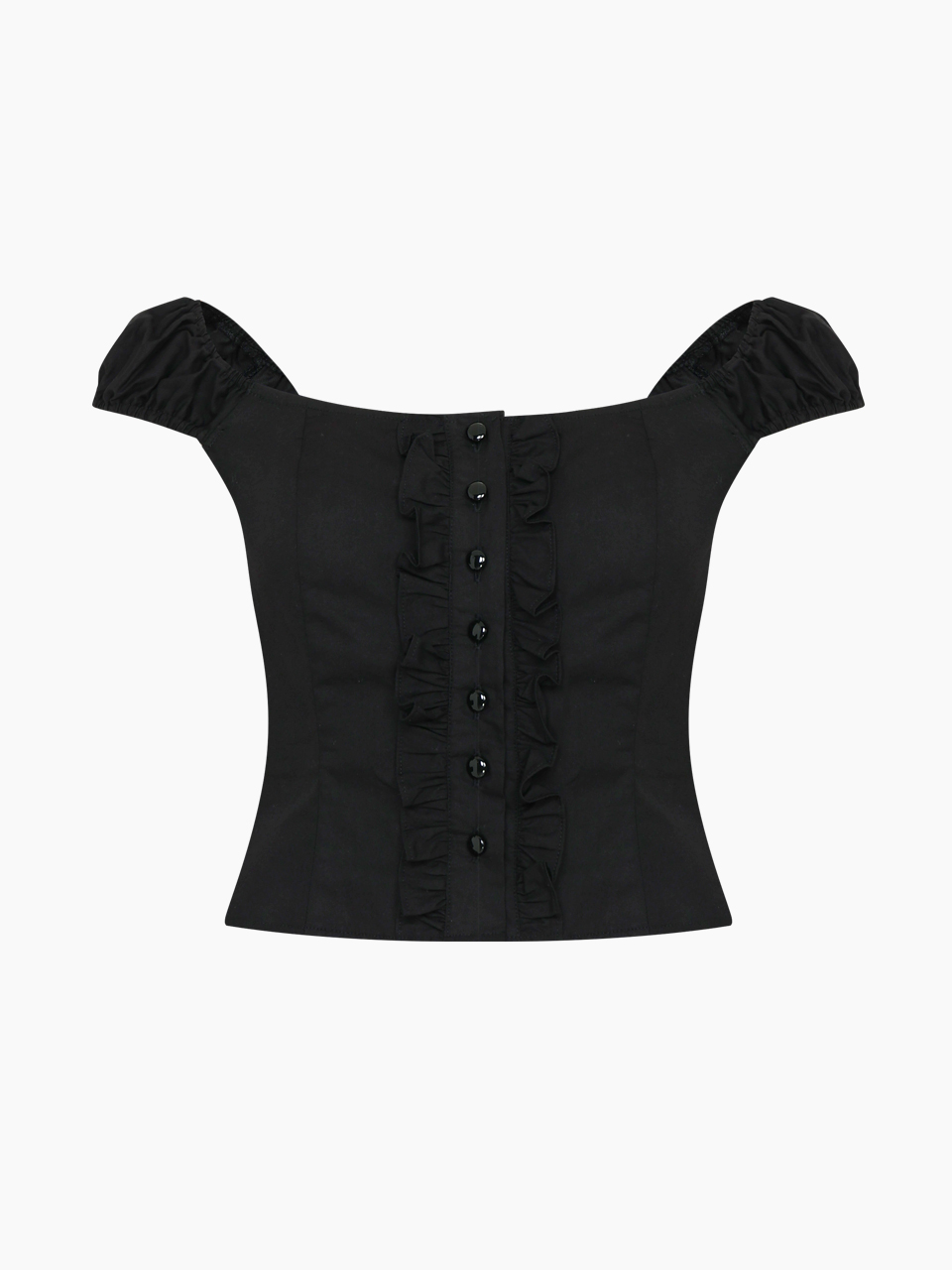 frill sleeveless blouse top - black