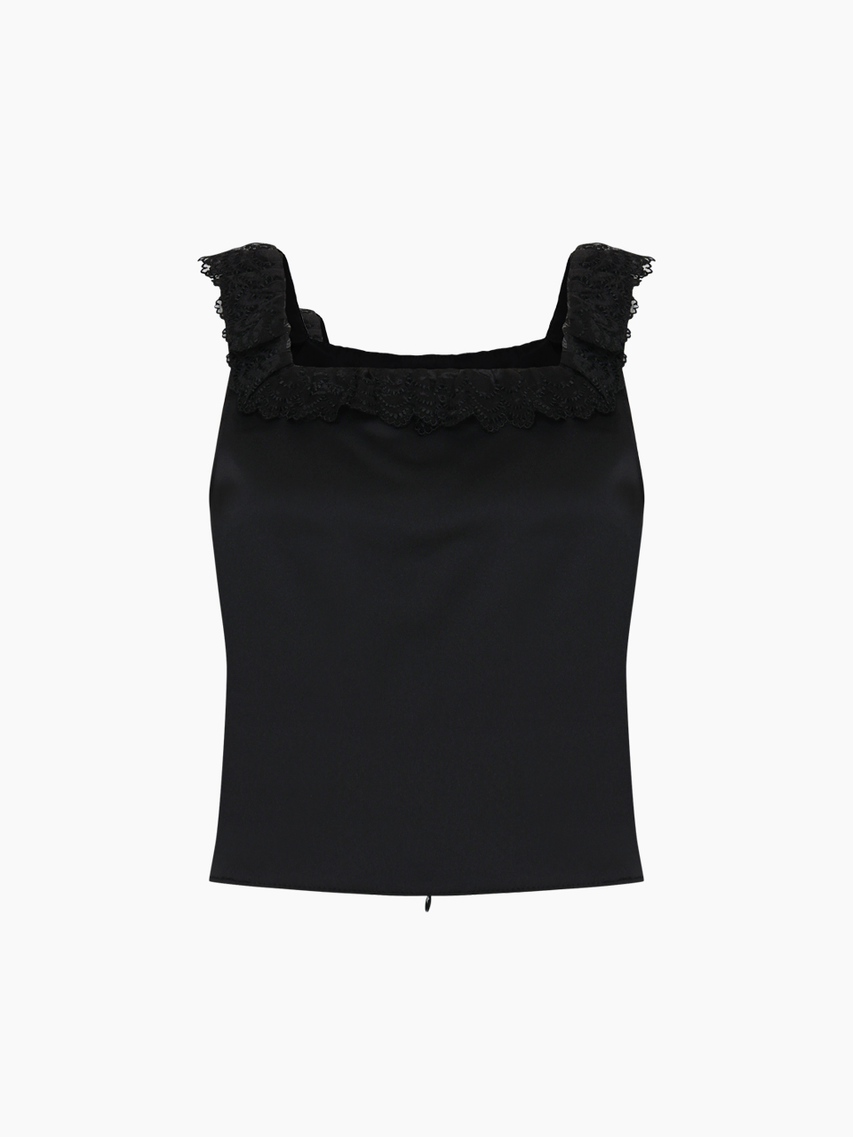 classic lace satin top - black