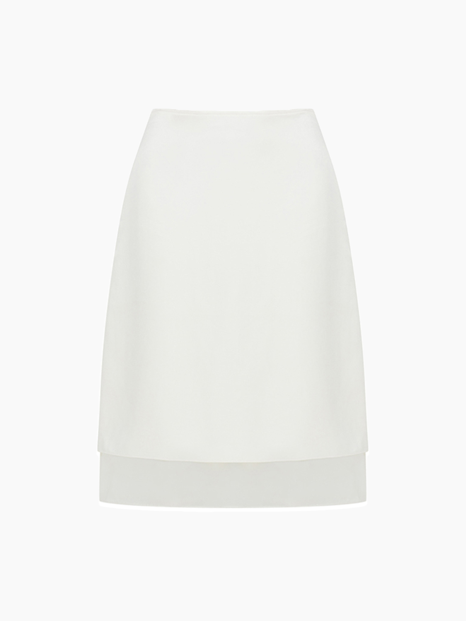 satin layered midi skirt - cream