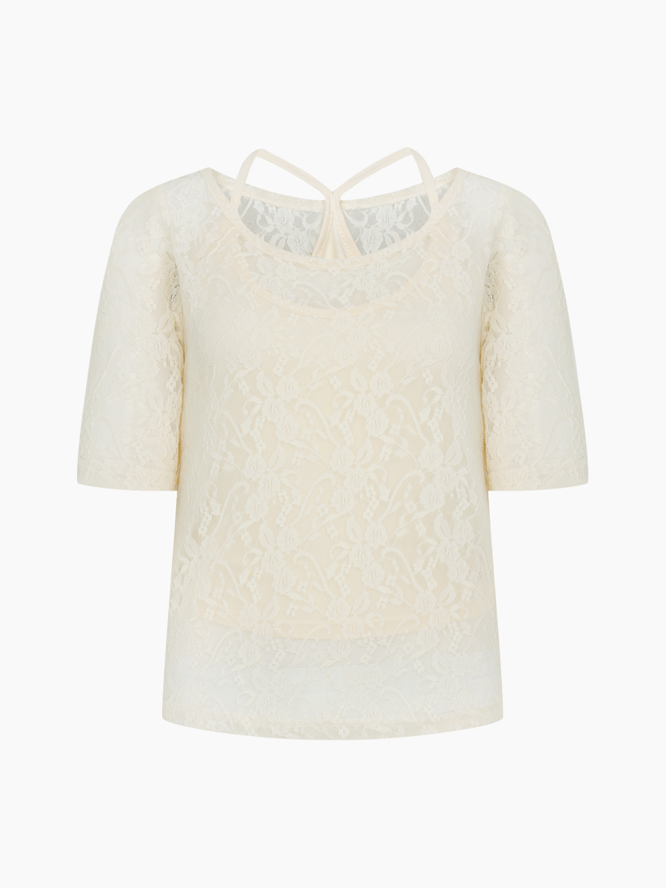 layered lace top - cream ivory