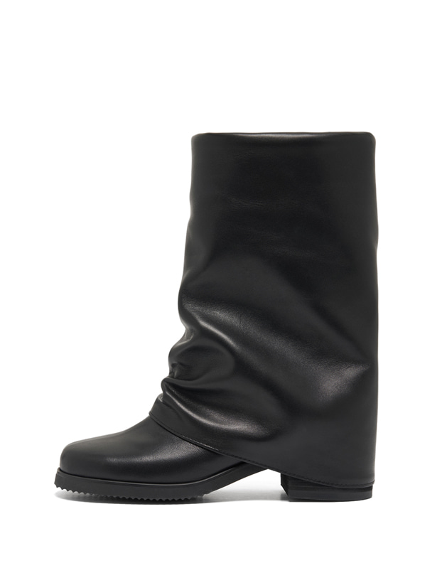 [MakMade] 羊皮 Curve Short Boots サンダル (6.0 cm, BLACK) MakMade] 羊皮 Curve Short Boots サンダル (6.0 cm, BLACK