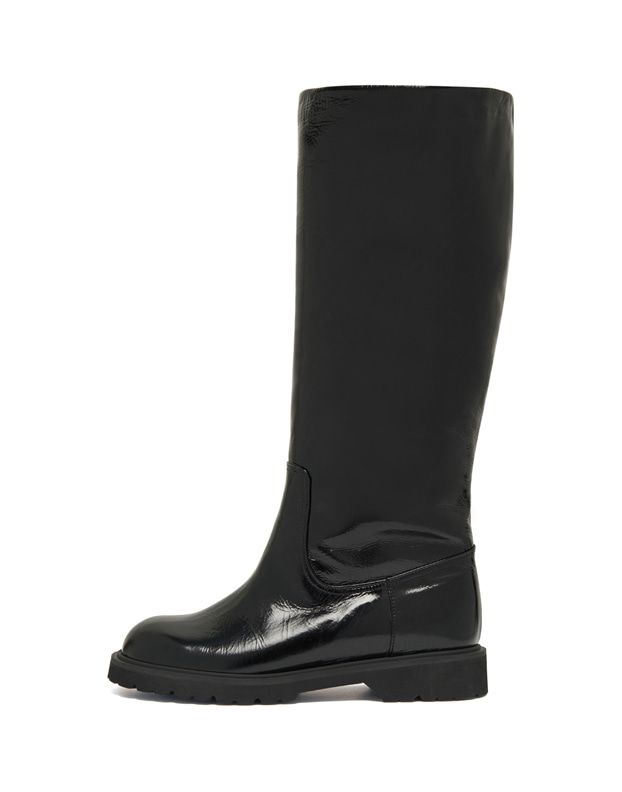 [MakMade] 羊皮 Curve Short Boots サンダル (6.0 cm, BLACK) SHOP - Boots - Mak Made