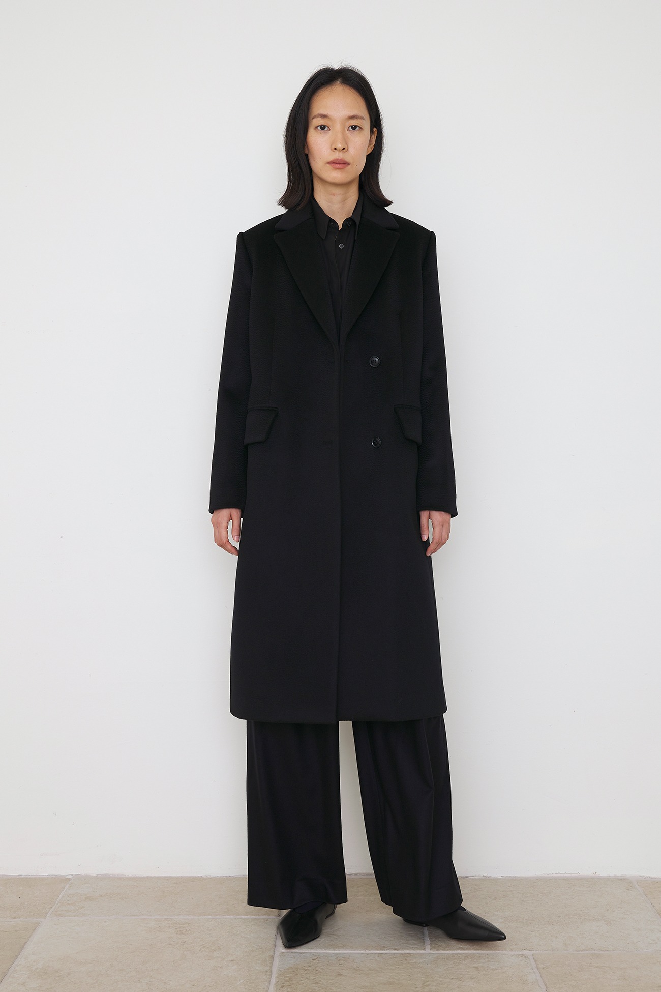 Signature black wool coat