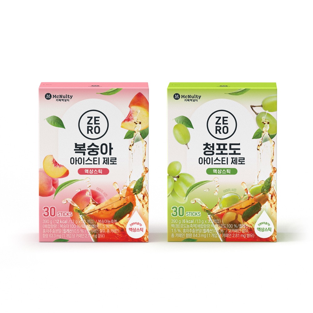 맥널티커피 맥널티 아이스티 제로 액상스틱 13ml 30개입 2종 택1 (복숭아/청포도)