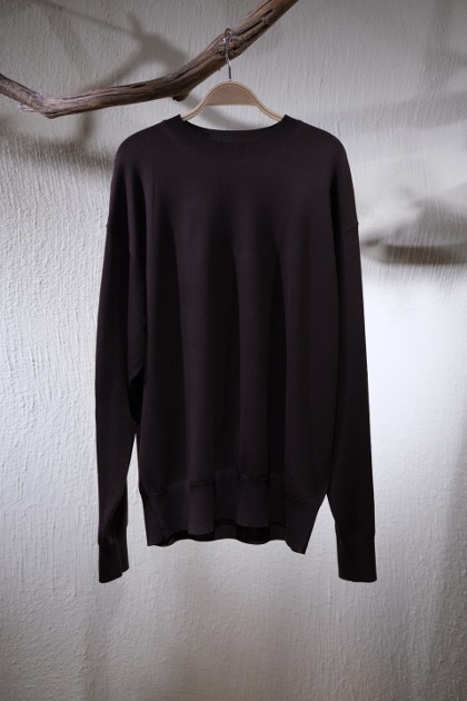 YLEVE 일레브 SUPERFINE MERINO WOOL Crew Neck Knit - Burgundy