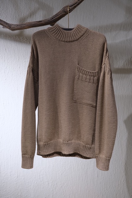 텐씨 Ten C MAGLIA COLLO ALTO CREWNECK KNIT - Light Brown