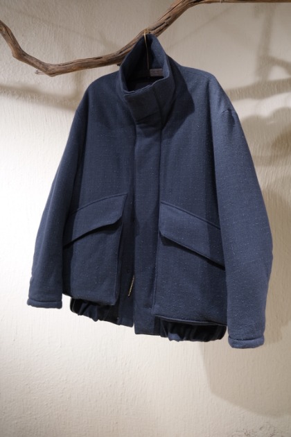 우루 도쿄 URU Tokyo WOOL TWEED - ZIP UP BLOUSON - Charcoal