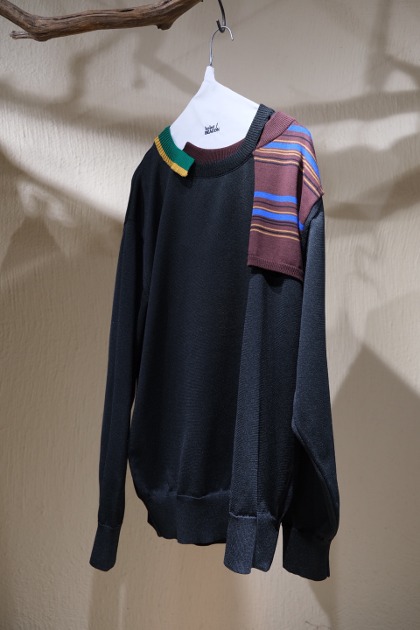 컬러 비콘 Kolor Beacon - Patched Worked Knit - Black