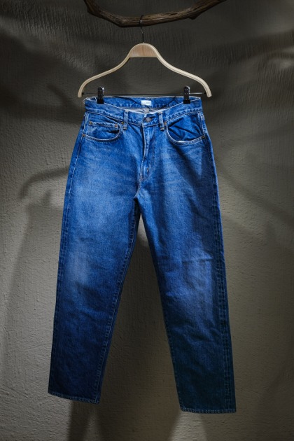 시오타 Ciota - 13.5oz Tapered Denim - Mid Dark Blue Damaged