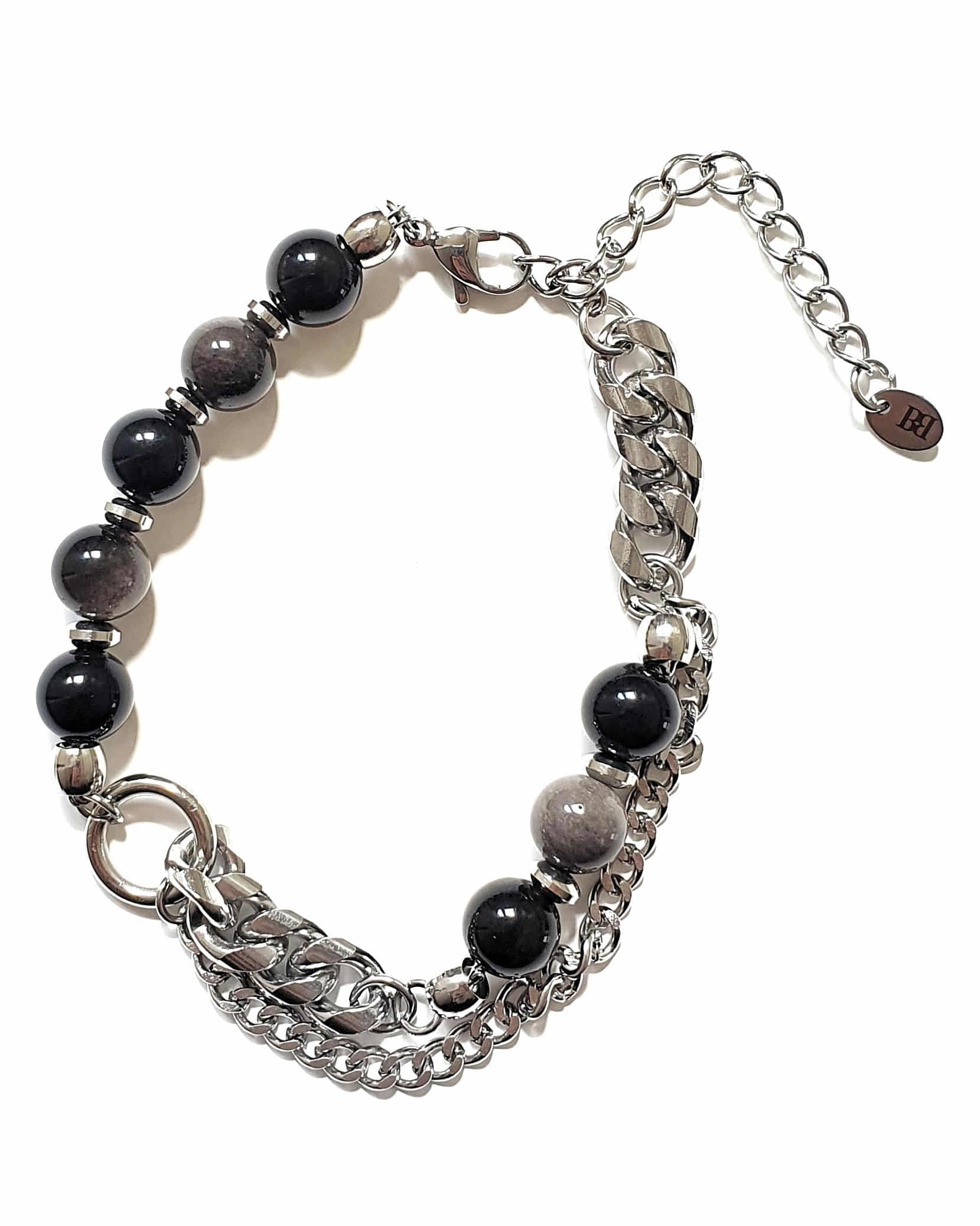 Layered black beads bracelet