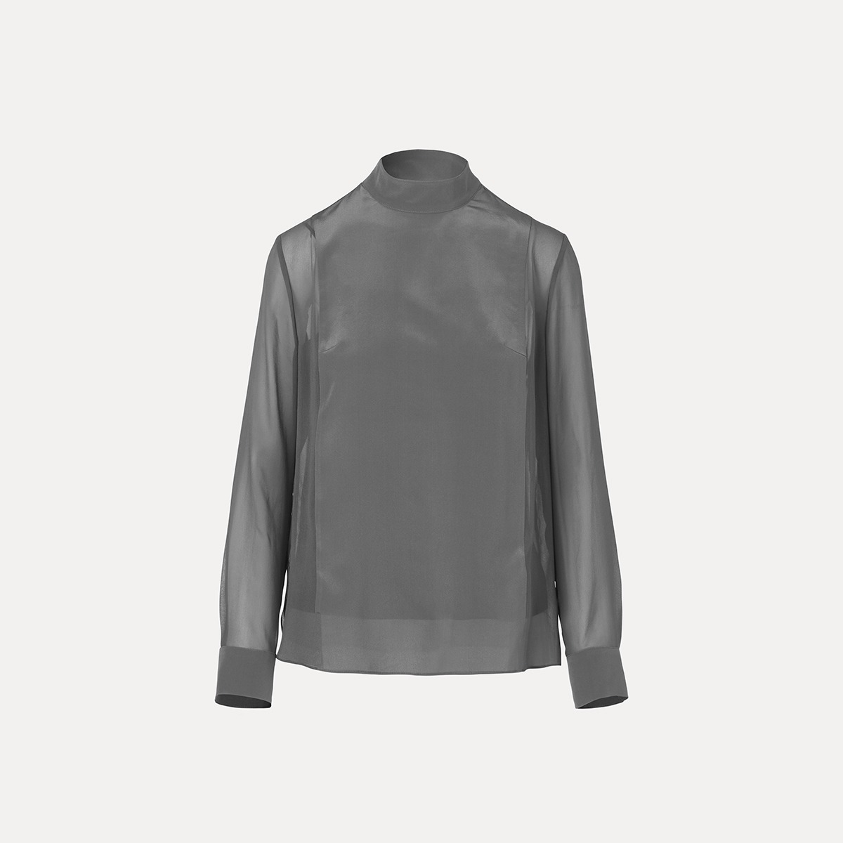 Gray Silk Turtleneck Blouse M214CB0905G