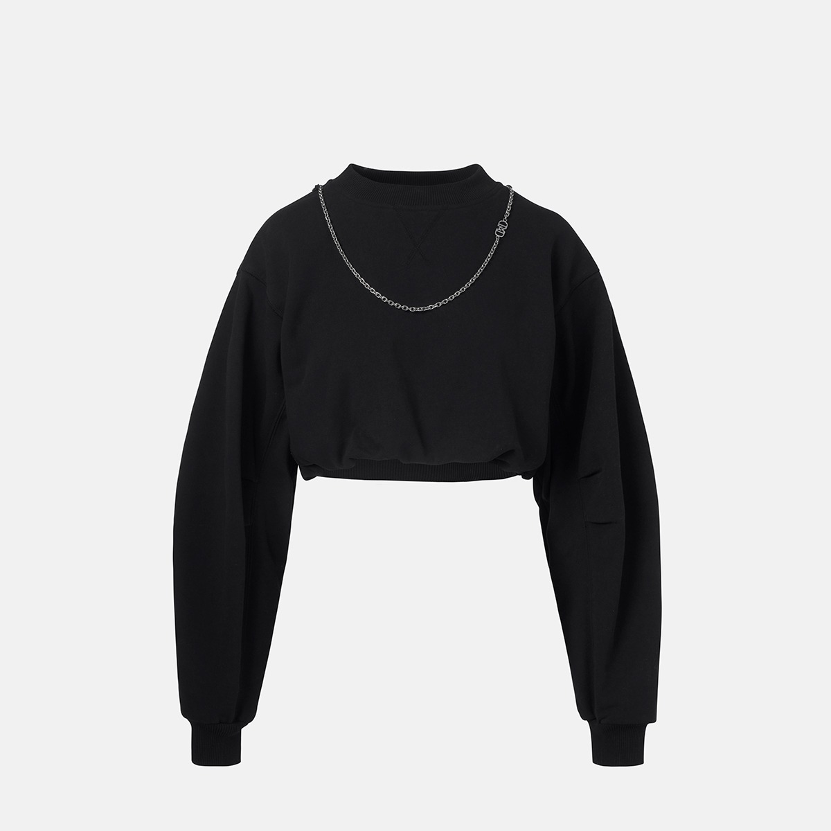 Black Necklace Detail Crop T-Shirt M213CT0440Z
