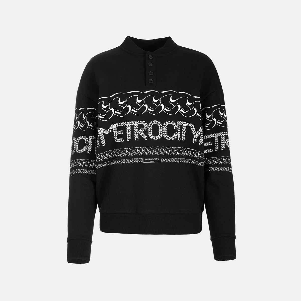 Black MetroCity Print Sweat Shirt M223CT7210Z