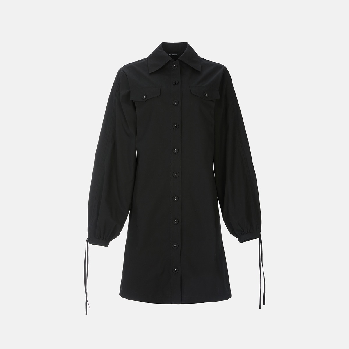 Black Cotton Drawstring Shirt One-piece M223CO5620Z