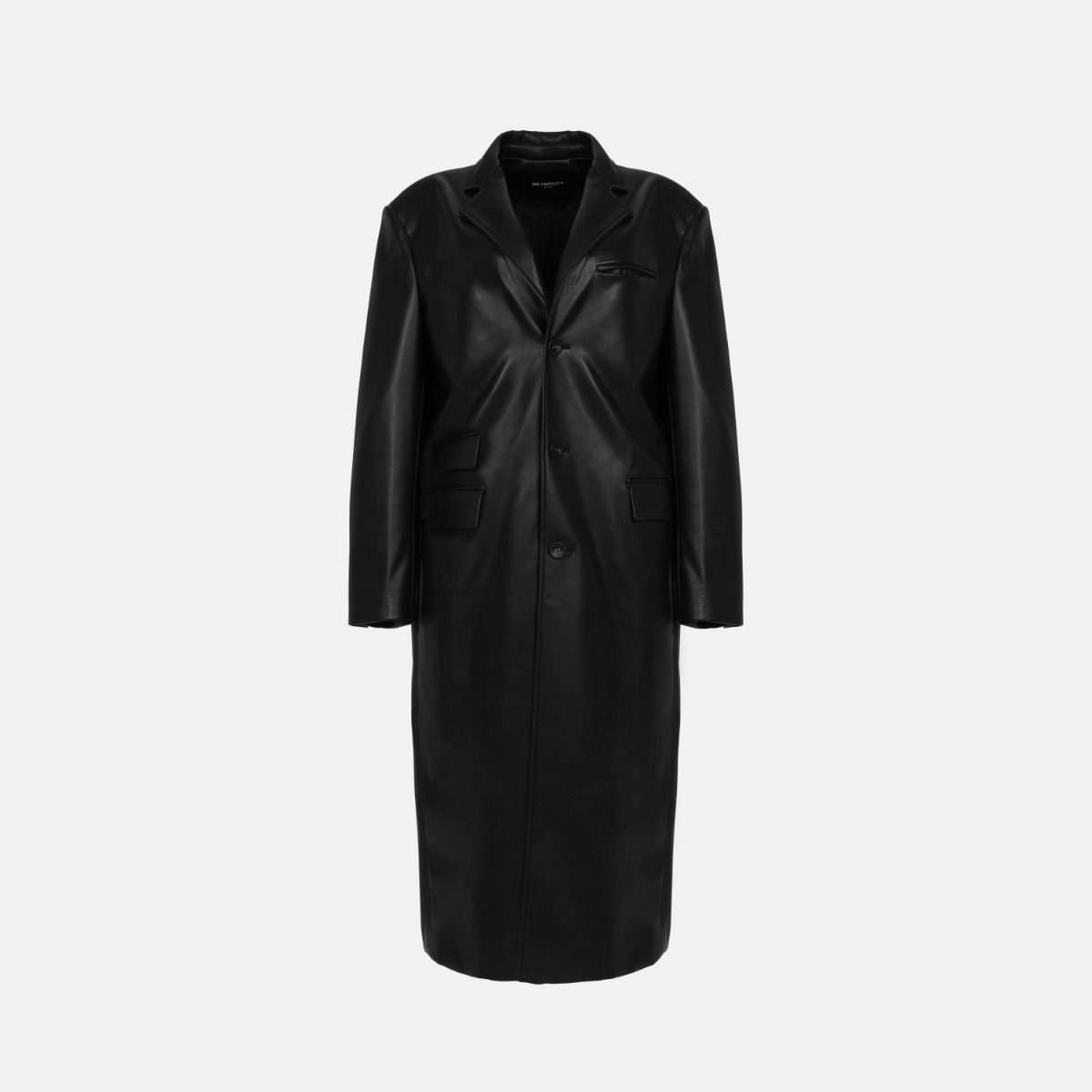 Black Leather Long Jacket X233CZ5356Z