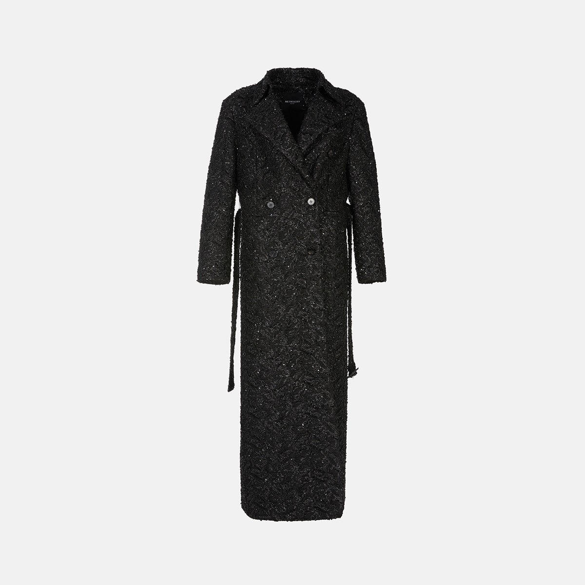 Black Fur Detail Long Coat X233CZ5421Z