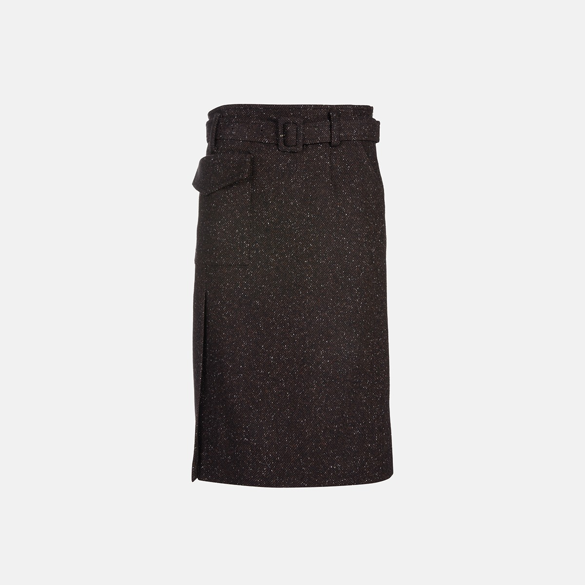Brown Out Pocket Wool Skirt M233CS6606D
