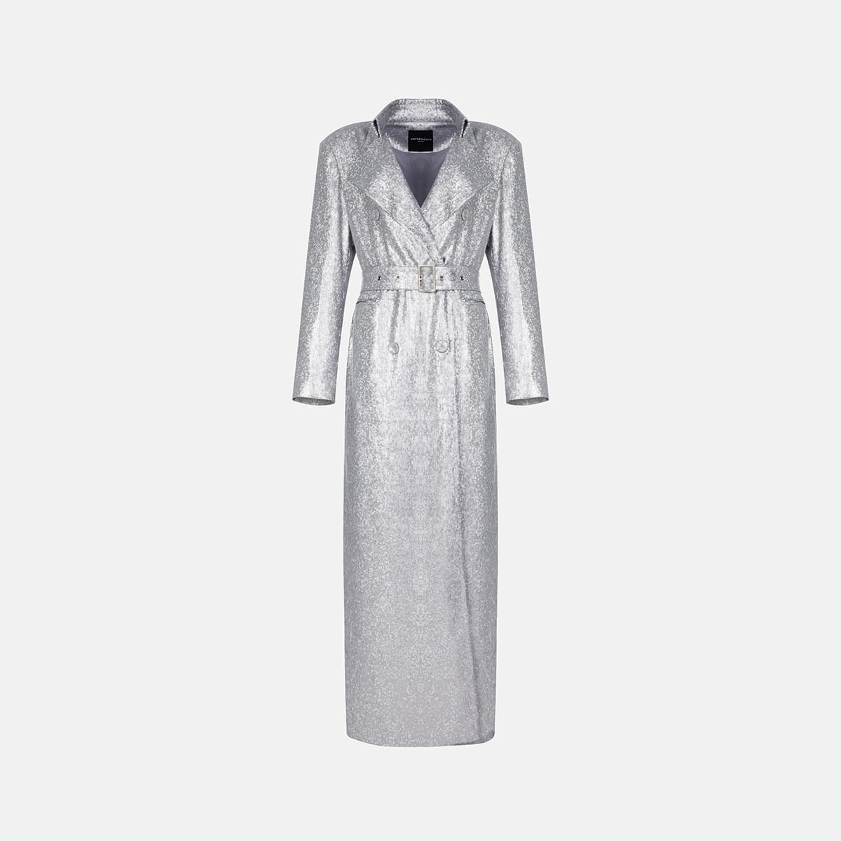 Silver Spangle Long Trench Coat X241CZ6310S