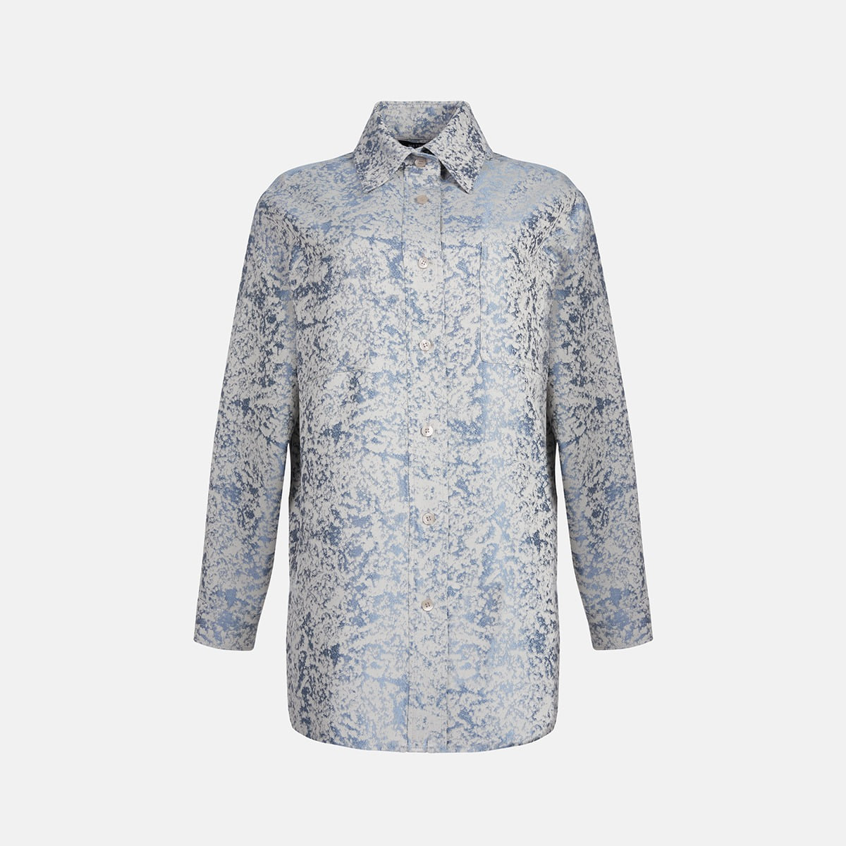 Blue Jacquard Loose-Fit Long Shirt M233CB2800F