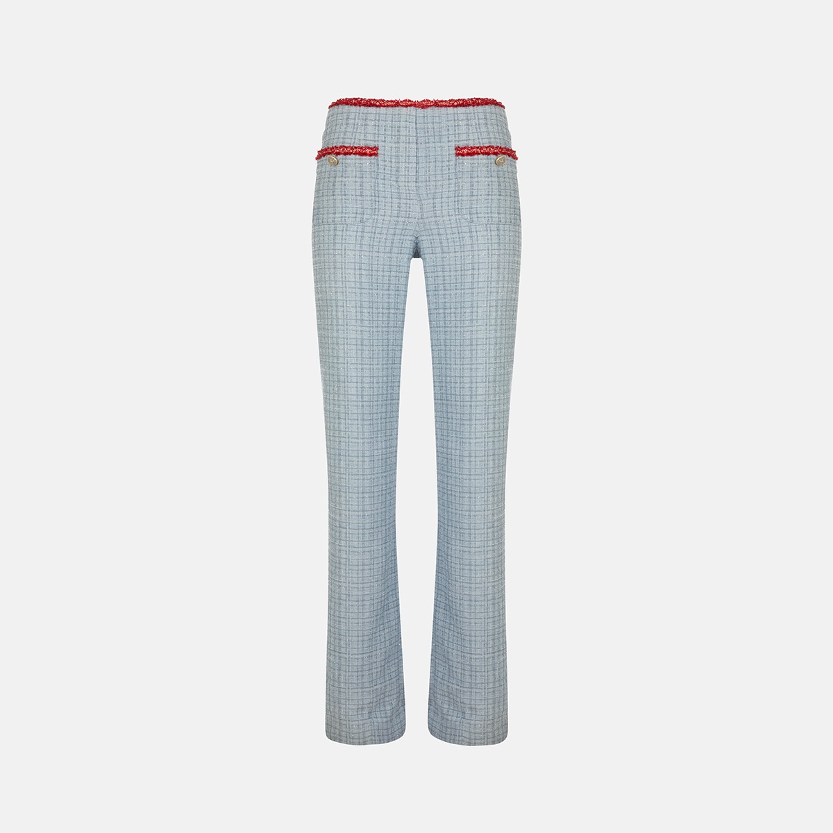 Blue Trimming Detail Tweed Pants X241CZ6272E