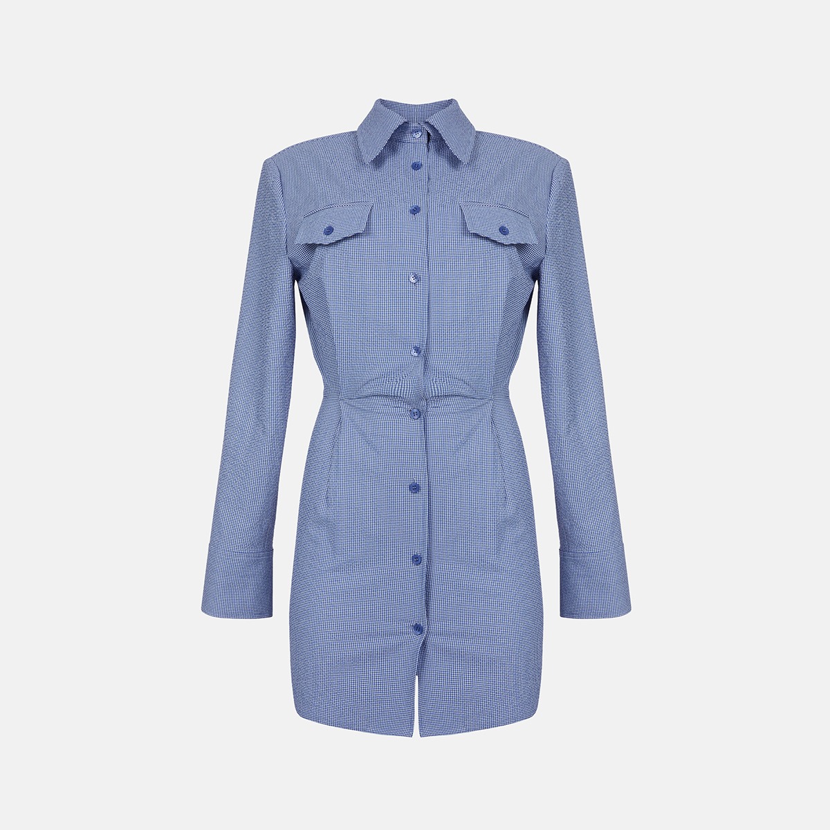 Blue Check Seersucker Shirt One-piece  X241CZ6326F