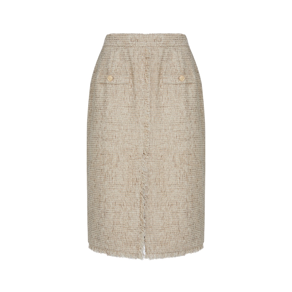 Beige Trimming Detail Tweed Skirt M233CS0505B