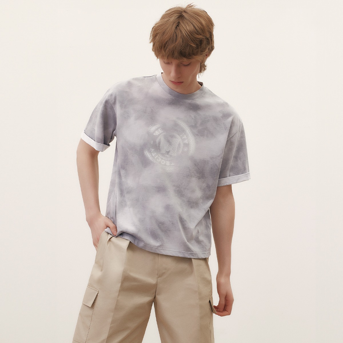 Gray Marble Print Short Sleeve Unisex T-Shirt M231CT0208G [Unisex]