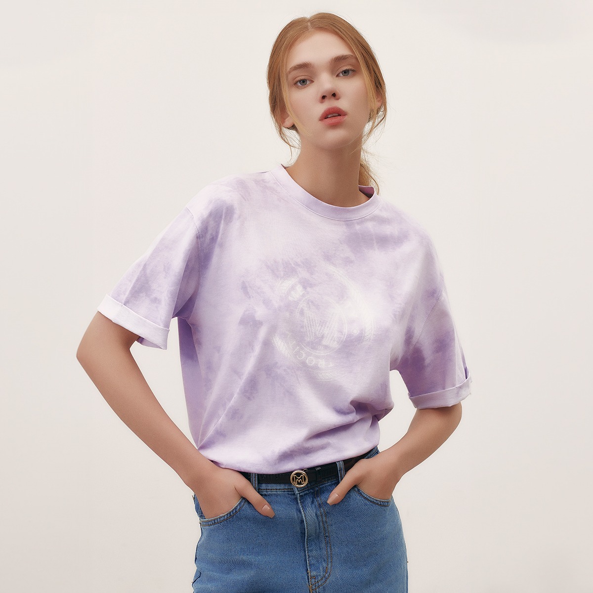Purple Marble Print Short Sleeve Unisex T-Shirt M231CT0208U [Unisex]
