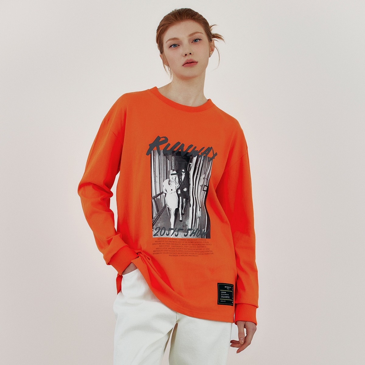 Orange Graphic Print Sweatshirt  M201CT0207M