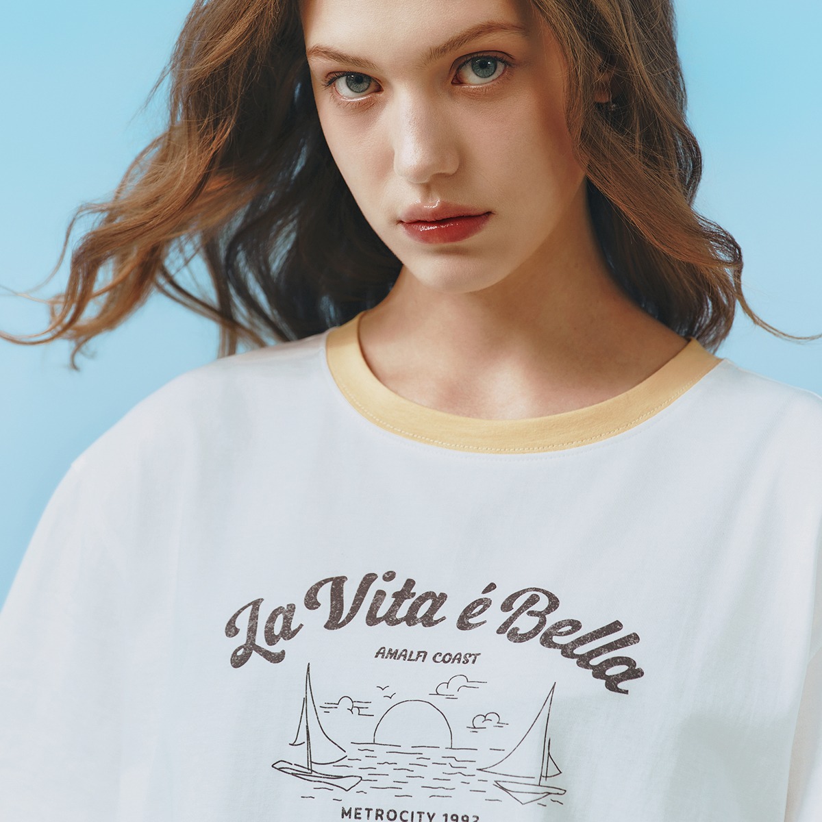 La Vita È Bella Sailing Ship Short-sleeved T-shirt M243CT0911Y