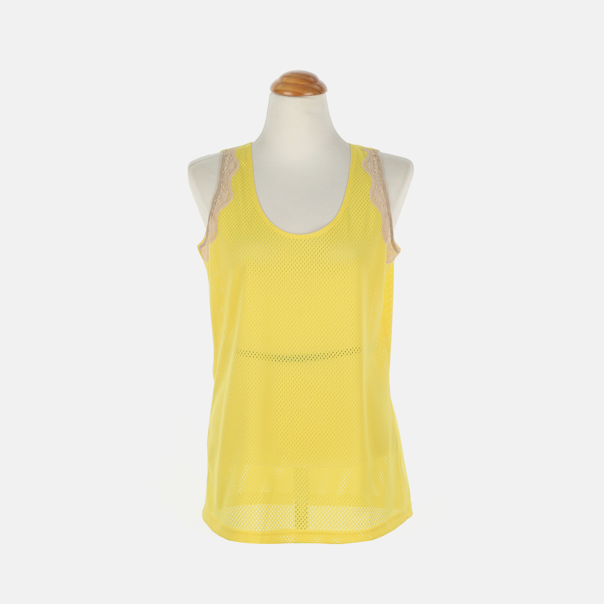 Yellow Lace Point Sleeveless Top M191CI0001Y