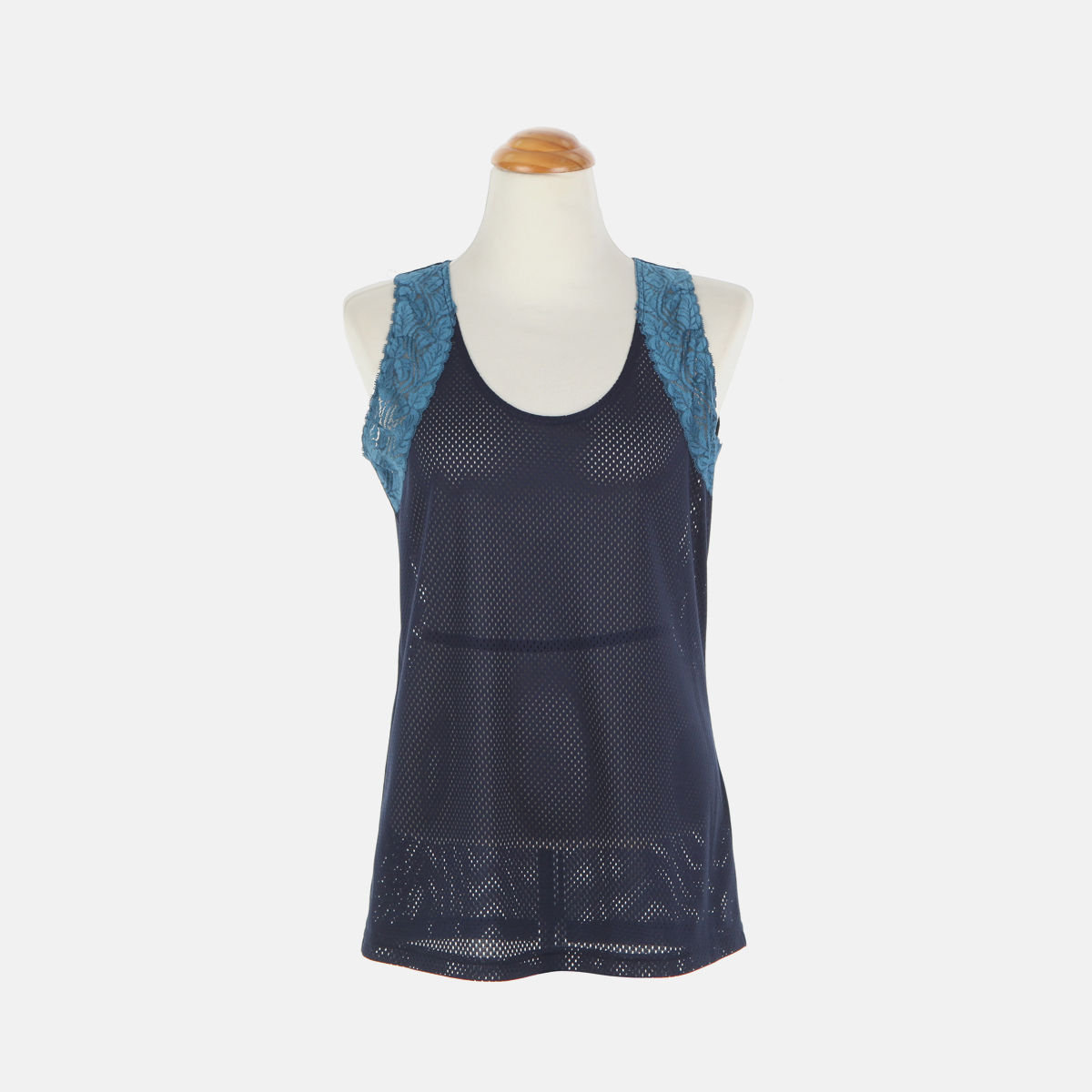 Navy Lace Point Sleeveless Top M191CI0001N