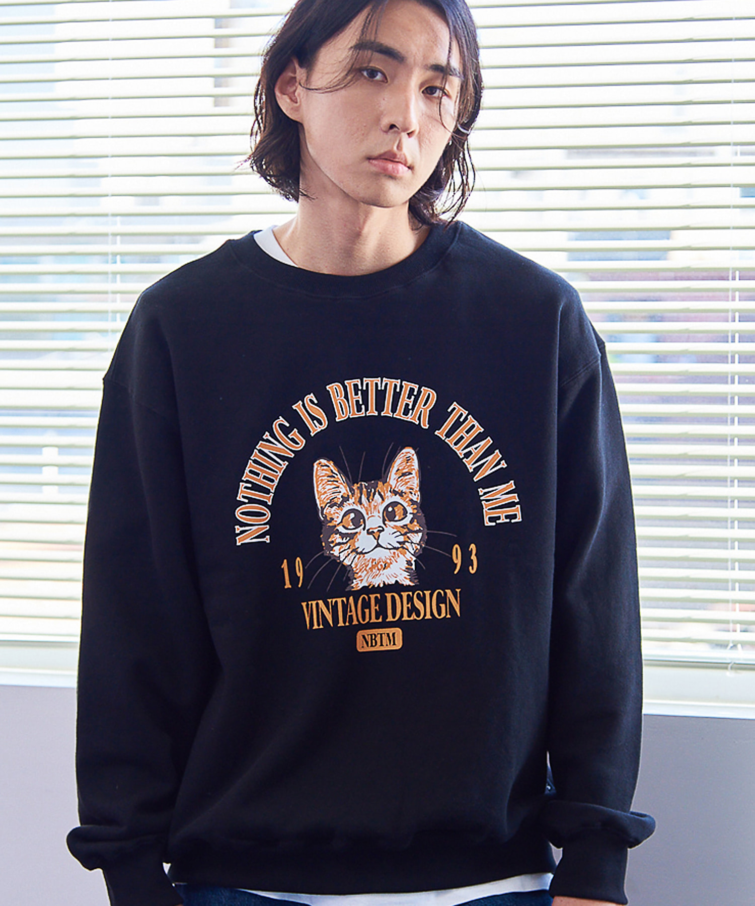 VINTAGE CAT SWEATSHIRTS_black