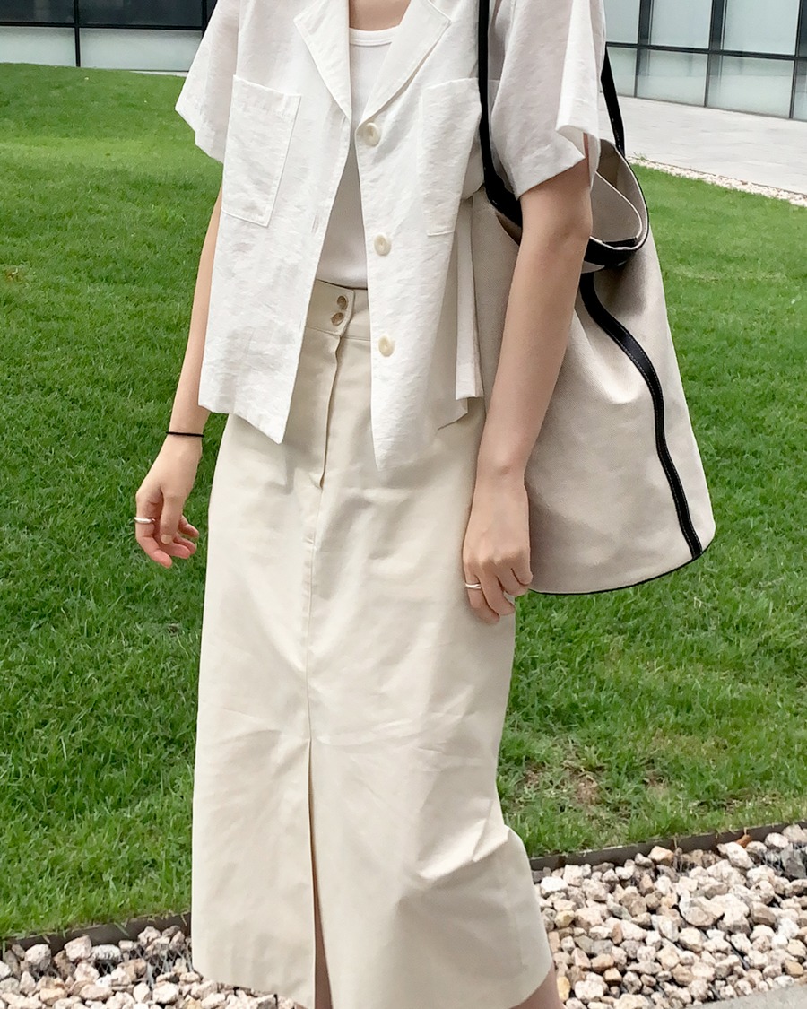 [CREAM S 당일출고] TWO BUTTON COTTON SKIRT (2c)